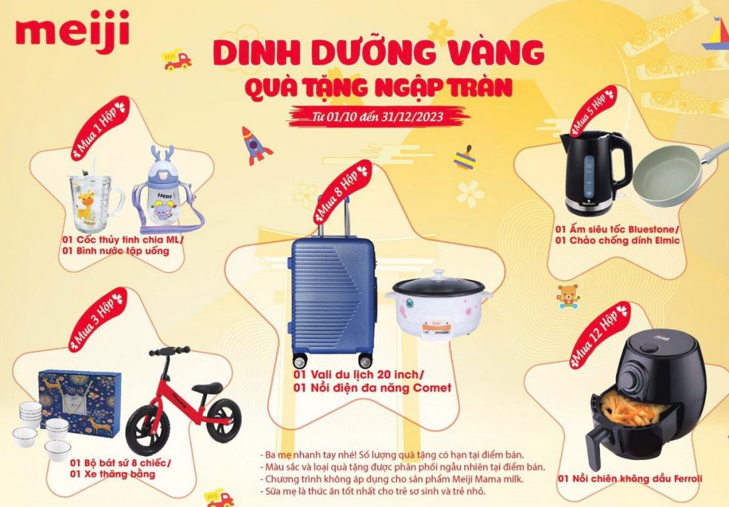 Sữa MEIJI Khuyến Mãi “Dinh Dưỡng Vàng – Quà Tặng Ngập Tràn”